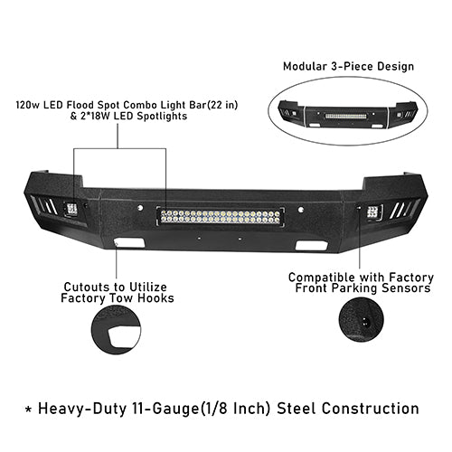 Full Width Front Bumper & Rear Bumper w/Lights for 2014-2015 Chevy Silverado 1500 - ultralisk4x4 ULB.9022+9025 12