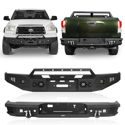 Full Width Front Bumper w/Winch Plate & Rear Bumper w/Hitch Receiver for 2007-2013 Toyota Tundra - Ultralisk4x4 ULB.5205+ULB.5201 1