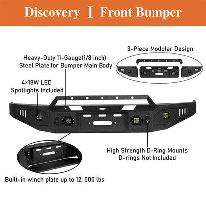 Full Width Front Bumper w/Winch Plate & Rear Bumper w/Hitch Receiver for 2007-2013 Toyota Tundra - Ultralisk4x4 ULB.5205+ULB.5201 17