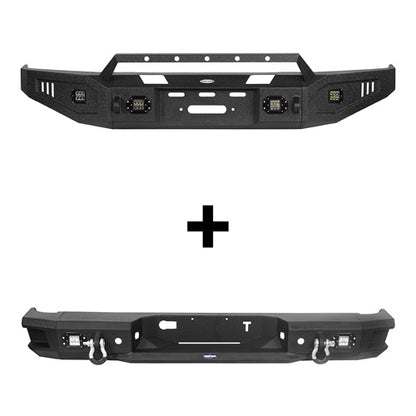 Full Width Front Bumper w/Winch Plate & Rear Bumper w/Hitch Receiver for 2007-2013 Toyota Tundra - Ultralisk4x4 ULB.5205+ULB.5201 2