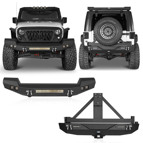 Jeep JK Full Width Front Bumper & Rear Bumper w/Tire Carrier for Jeep Wrangler JK JKU ultralisk4x4 ULB.2052+ULB.2029  1