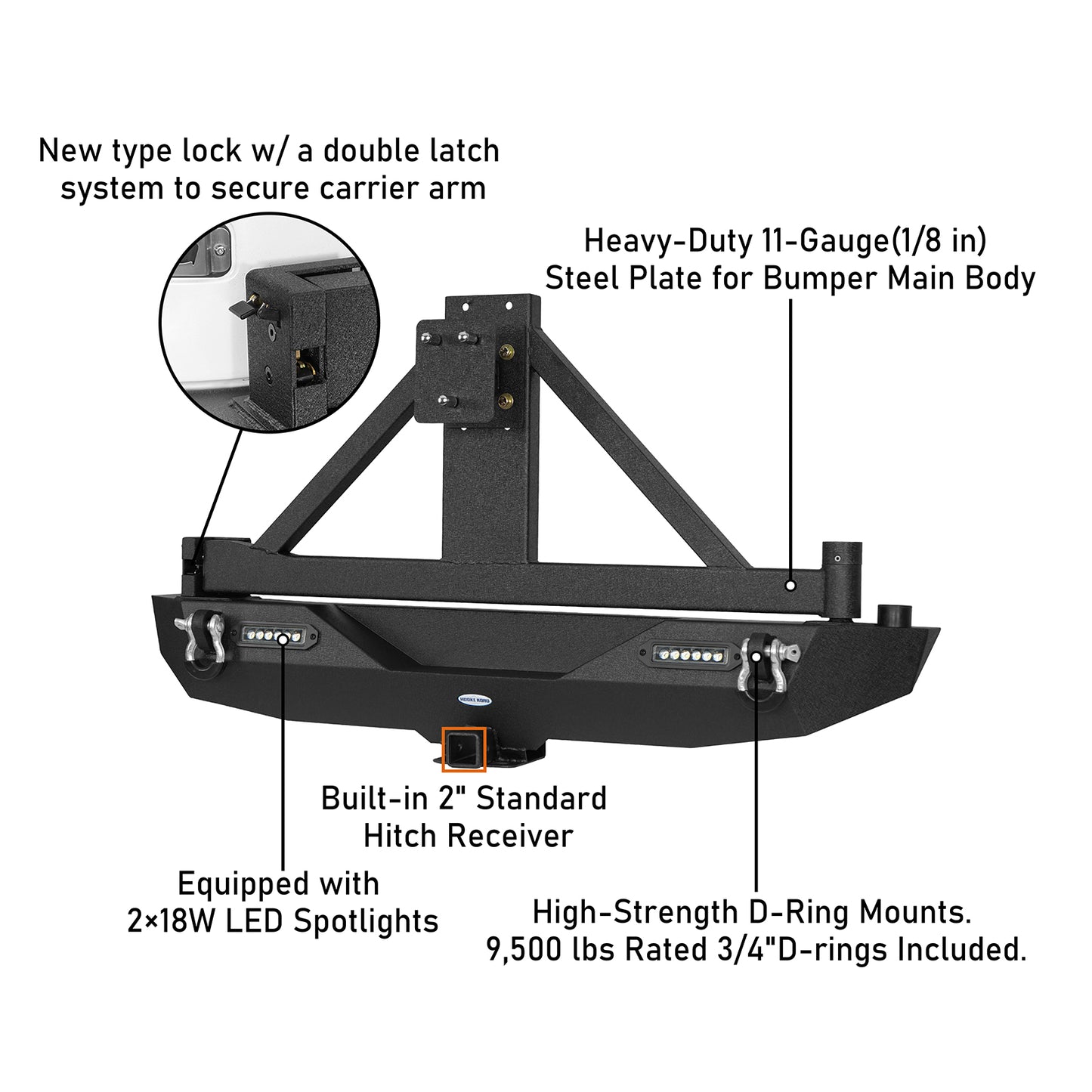 Jeep JK Full Width Front Bumper & Rear Bumper w/Tire Carrier for Jeep Wrangler JK JKU ultralisk4x4 ULB.2052+ULB.2029  12