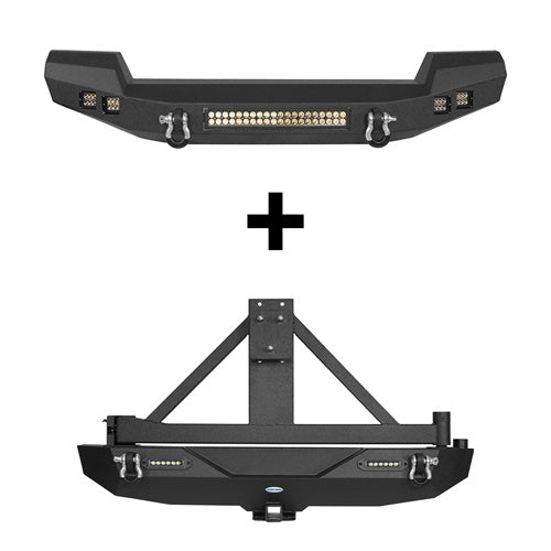 Jeep JK Full Width Front Bumper & Rear Bumper w/Tire Carrier for Jeep Wrangler JK JKU ultralisk4x4 ULB.2052+ULB.2029  2