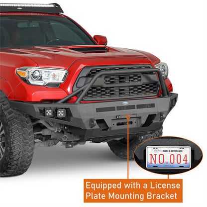 Toyota Tacoma Full Width Front Bumper w/ Winch Plate & Bull Bar For 3rd Gen 2016-2023 - ultralisk4x4 ul4210s 10