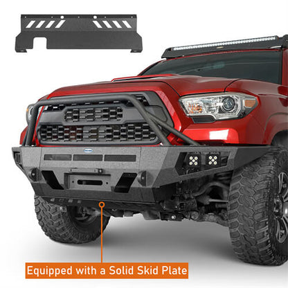 Toyota Tacoma Full Width Front Bumper w/ Winch Plate & Bull Bar For 3rd Gen 2016-2023 - ultralisk4x4 ul4210s 11