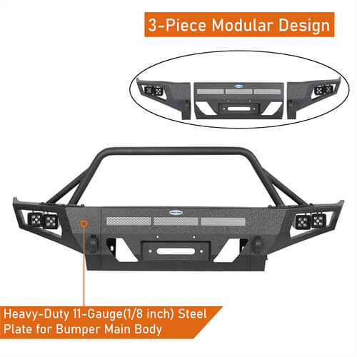 Toyota Tacoma Full Width Front Bumper w/ Winch Plate & Bull Bar For 3rd Gen 2016-2023 - ultralisk4x4 ul4210s 12