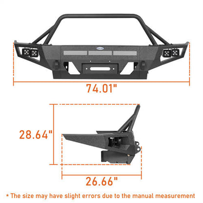 Toyota Tacoma Full Width Front Bumper w/ Winch Plate & Bull Bar For 3rd Gen 2016-2023 - ultralisk4x4 ul4210s 16