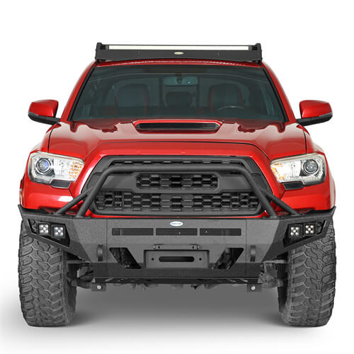 Toyota Tacoma Full Width Front Bumper w/ Winch Plate & Bull Bar For 3rd Gen 2016-2023 - ultralisk4x4 ul4210s 4