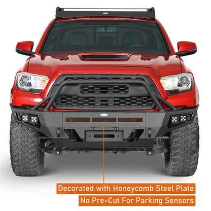 Toyota Tacoma Full Width Front Bumper w/ Winch Plate & Bull Bar For 3rd Gen 2016-2023 - ultralisk4x4 ul4210s 8