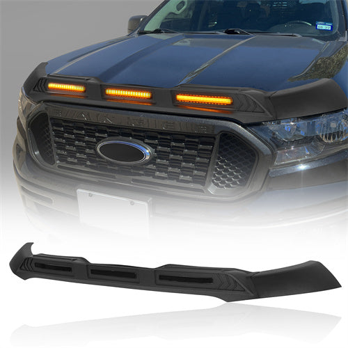 2019-2023 Ford Ranger Hood Protector Stone Guard w/ Amber Lights - Ultralisk4x4 QT10021 1