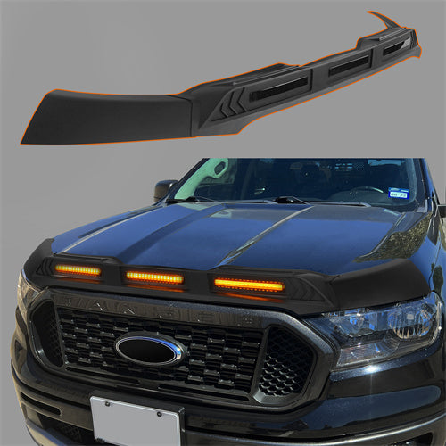 2019-2023 Ford Ranger Hood Protector Stone Guard w/ Amber Lights ...