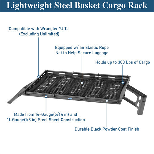 Interior Cargo Rack For 1987-2006 Jeep Wrangler YJ TJ - u1067-10