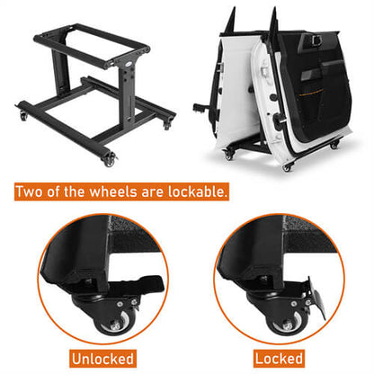 Movable Door Storage Cart Holder For 2 Doors (1997-2024 Jeep Wrangler TJ JK JL JT Ford Bronco) - Ultralisk 4x4