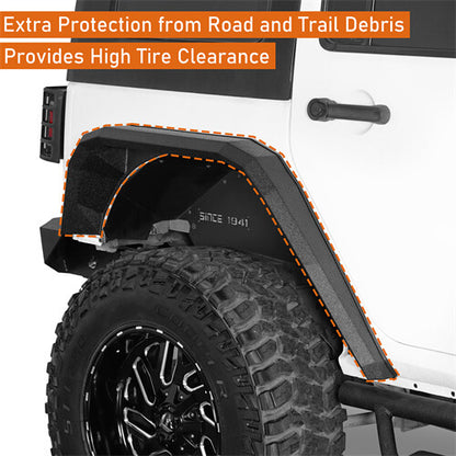 2007-2018 Jeep JK Fender Flares Flat Rear Fender Armor 4x4 Jeep Parts - Ultralisk4x4 ul2081s 11