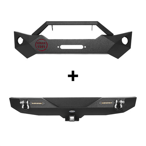 Rock Crawler Front Bumper & Different Trail Rear Bumper Combo Kit for 2007-2018 Jeep Wrangler JK JKU ultralisk4x4 ULB.2055+ULB.2030 2