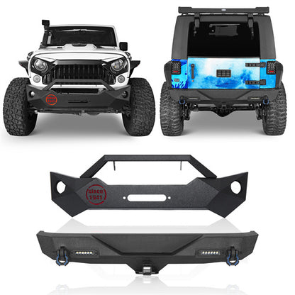 Rock Crawler Stubby Front Bumper & Different Trail Rear Bumper Combo(07-18 Jeep Wrangler JK) - ultralisk4x4