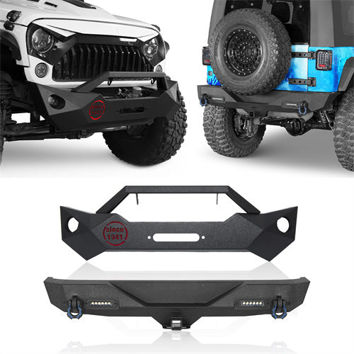 Rock Crawler Stubby Front Bumper & Different Trail Rear Bumper Combo(07-18 Jeep Wrangler JK) - ultralisk4x4