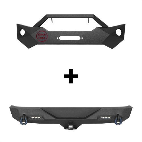 Rock Crawler Stubby Front Bumper & Different Trail Rear Bumper Combo(07-18 Jeep Wrangler JK) - ultralisk4x4