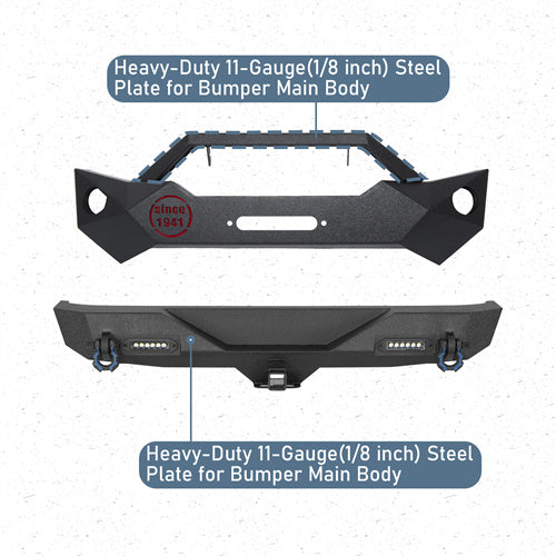 Rock Crawler Stubby Front Bumper & Different Trail Rear Bumper Combo(07-18 Jeep Wrangler JK) - ultralisk4x4