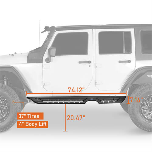 2007-2018 Jeep Wrangler JK Side Rails Side Step Bars For 4-Door - Ultralisk4x4 ul2082 s 9