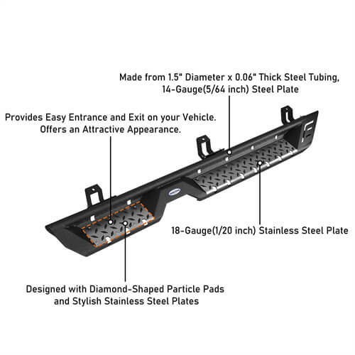 Jeep JL Side Steps Running Boards for 2018-2023 Jeep Wrangler JL - Ultralisk 4x4  ul3045 15