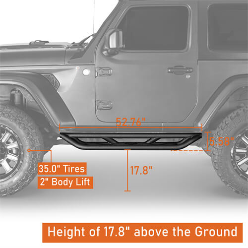 Tubular Side Armor Side Step Bars For 2018-2023 Jeep Wrangler JL - Ultralisk4x4 ul3050 10