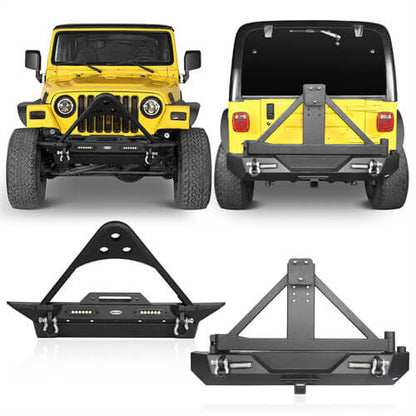 Jeep TJ Front and Rear Bumper Combo Stinger Stubby Front Bumper and Explorer Rear Bumper for Jeep Wrangler TJ YJ 1997-2006 BXG152130 ultralisk4x4 ULB.1013+ULB.1010 1