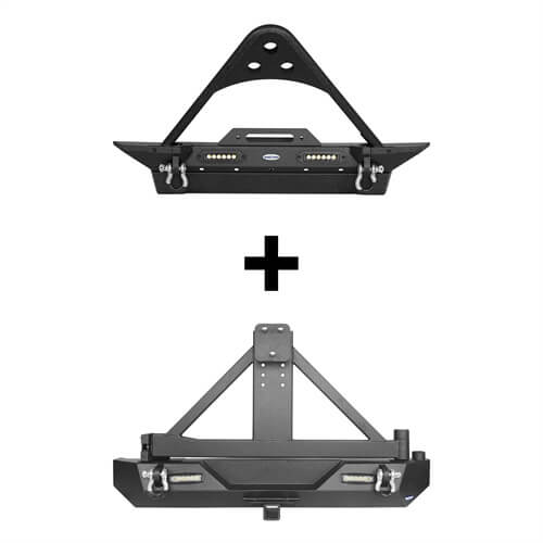 Jeep TJ Front and Rear Bumper Combo Stinger Stubby Front Bumper and Explorer Rear Bumper for Jeep Wrangler TJ YJ 1997-2006 BXG152130 ultralisk4x4 ULB.1013+ULB.1010 2