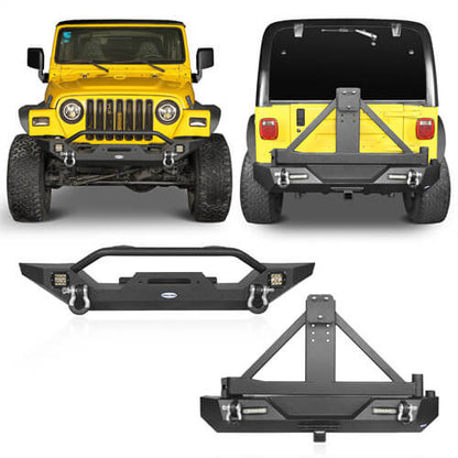 Different Trail Front Bumper & Rear Bumper Combo for 1997-2006 Jeep Wrangler TJ - Ultralisk 4x4 ULB.1010+ULB.1012 1