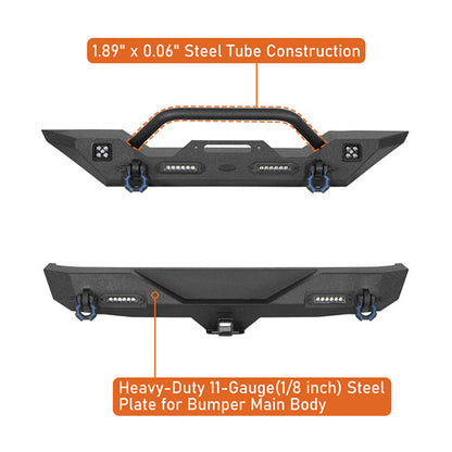 Different Trail Front Bumper & Rear Bumper Combo For 2007-2018 Jeep Wrangler JK - Ultralisk 4x4