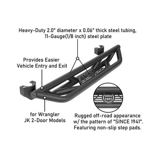 Jeep Wrangler JK 2-Door Side Steps Side Armor Off Road Parts - Ultralisk4x4 ul2087 12