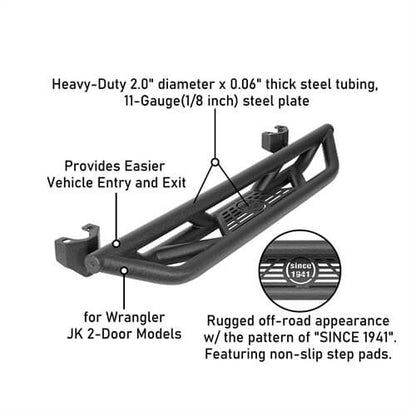 Jeep Wrangler JK 2-Door Side Steps Side Armor Off Road Parts - Ultralisk4x4 ul2087 12