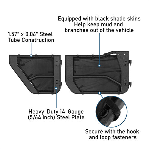 Jeep Wrangler JL & Gladiator JT Tube Half Front & Rear Doors w/ Black Shade Skins - Ultralisk 4x4