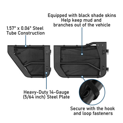 Jeep Wrangler JL & Gladiator JT Tube Half Front & Rear Doors w/ Black Shade Skins - Ultralisk 4x4