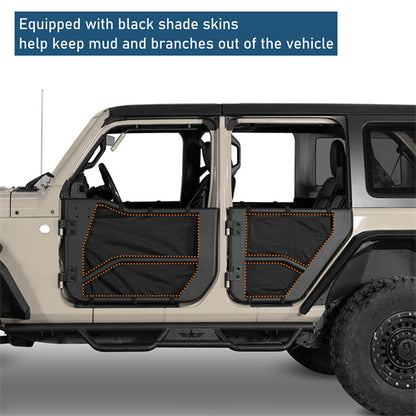 Jeep Wrangler JL & Gladiator JT Tube Half Front & Rear Doors w/ Black Shade Skins - Ultralisk 4x4