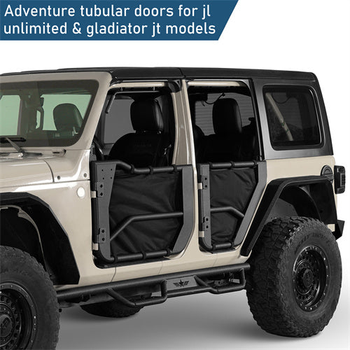 Jeep Wrangler JL & Gladiator JT Tube Half Front & Rear Doors w/ Black Shade Skins - Ultralisk 4x4