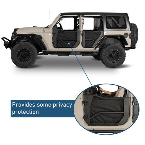 Jeep Wrangler JL & Gladiator JT Tube Half Front & Rear Doors w/ Black Shade Skins - Ultralisk 4x4