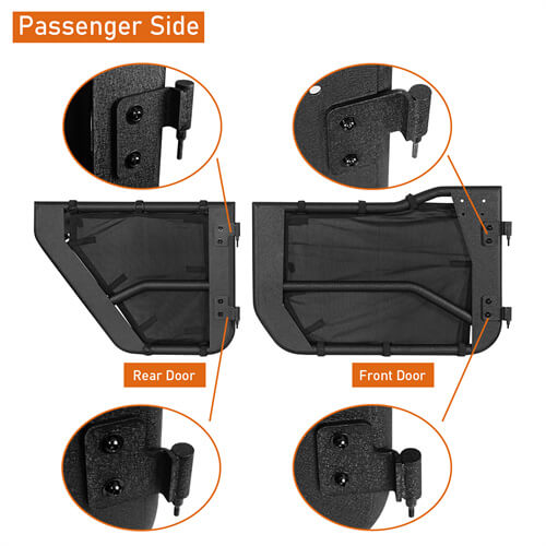 Jeep Wrangler JL & Gladiator JT Tube Half Front & Rear Doors w/ Black Shade Skins b3042s 17