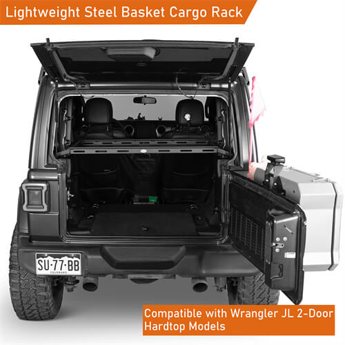 Lightweight Steel Basket Cargo Rack For 2018-2024 Jeep Wrangler JL 2-Door Hard Top- Ultralisk4x4-u3061s-8