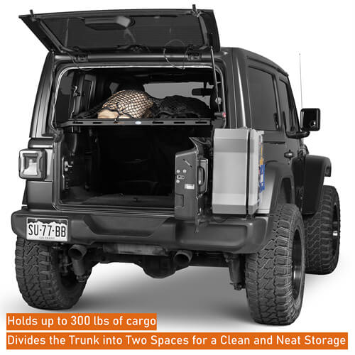 Lightweight Steel Basket Cargo Rack For 2018-2024 Jeep Wrangler JL 2-Door Hard Top- Ultralisk4x4-u3061s-9