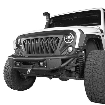 Opar Lotus Tubular Front Bumper & Different Trail Rear Bumper Combo Kit for 2007-2018 Jeep Wrangler JK JKU ultralisk4x4 ULB.2032+ULB.2030 3