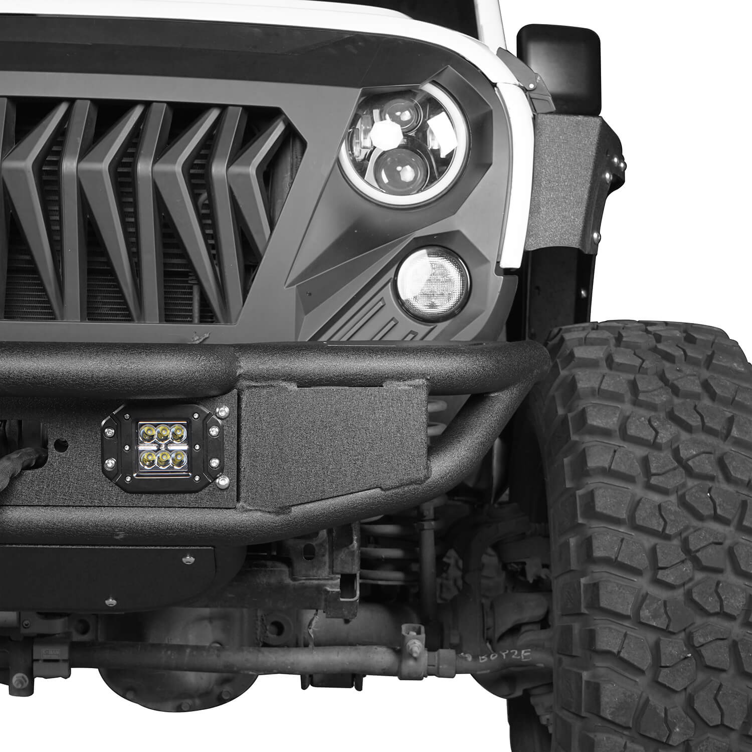 Opar Lotus Tubular Front Bumper & Different Trail Rear Bumper Combo Kit for 2007-2018 Jeep Wrangler JK JKU ultralisk4x4 ULB.2032+ULB.2030 5