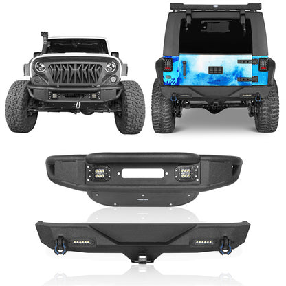 Lotus Tubular Stubby Front Bumper & Different Trail Rear Bumper Combo(07-18 Jeep Wrangler JK JKU) - ultralisk4x4