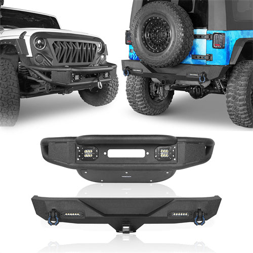 Lotus Tubular Stubby Front Bumper & Different Trail Rear Bumper Combo(07-18 Jeep Wrangler JK JKU) - ultralisk4x4