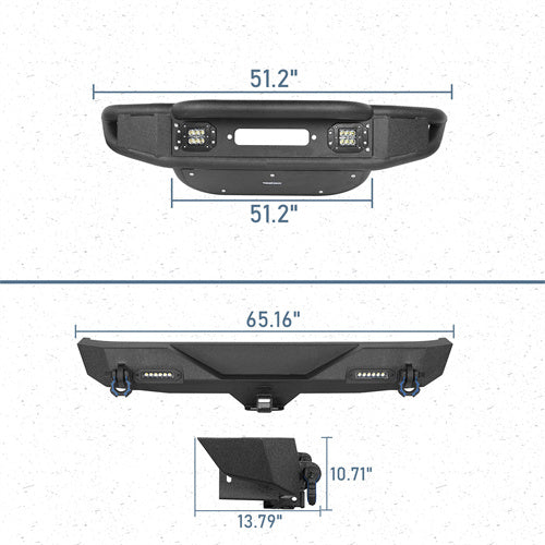 Lotus Tubular Stubby Front Bumper & Different Trail Rear Bumper Combo(07-18 Jeep Wrangler JK JKU) - ultralisk4x4