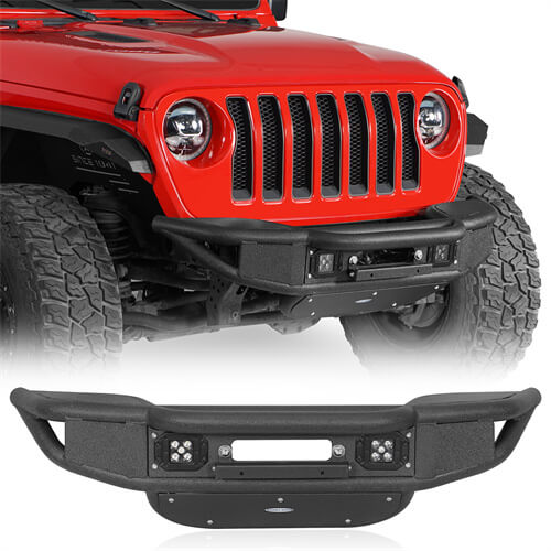 Lotus Tubular Front Bumper w/ Winch Plate For 2018-2024 Jeep Wrangler JL & Gladiator JT - Ultralisk4x4