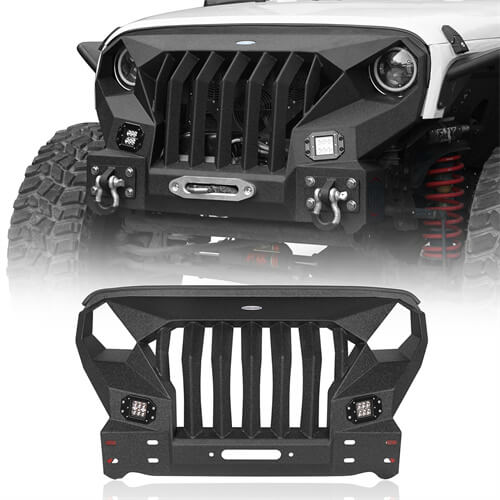 Mad Max Front Bumper w/Steel Grille Guard & Winch Plate(07-18 Jeep Wrangler JK) - Ultralisk 4x4