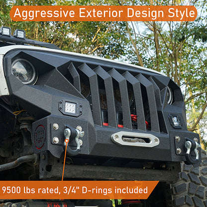 Front Bumper w/Grille Guard & Rear Bumper for 2007-2018 Jeep Wrangler JK ultralisk4x4 ULB.2038+2030 11