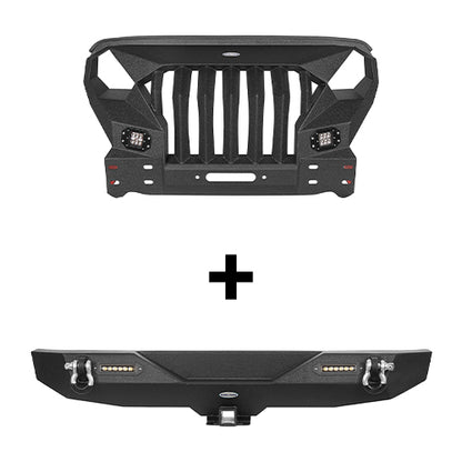 Front Bumper w/Grille Guard & Rear Bumper for 2007-2018 Jeep Wrangler JK ultralisk4x4 ULB.2038+2030 2