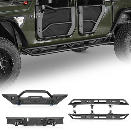 Mid Width Front Bumper & Rear Bumper & Running Boards Side Steps (20-24 Jeep Gladiator JT) - ultralisk4x4